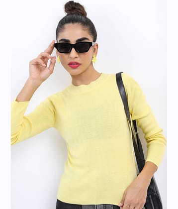 Ketch Women Acrylic Round Neck Pullover ( Yellow )