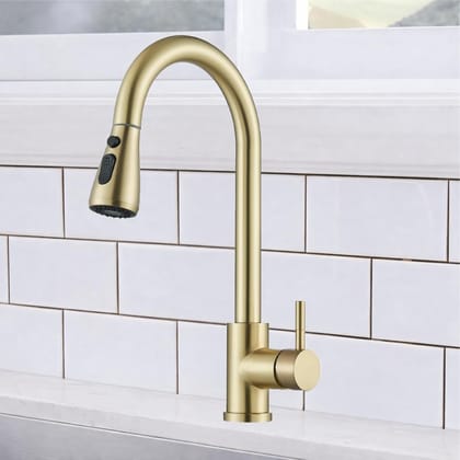 Stainless Steel Kitchen Faucet with Pull Down Sprayer,High Single Handle Brushed Nickel Kitchen Sink Faucet, Spring Spout Pull Out Bar Tap,360 Swivel Commercial Modern Kitchen Sink tap Gold