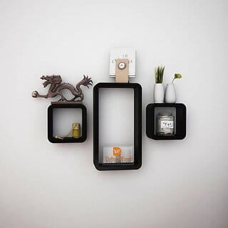 Onlinecraft Book Rack Shelf Wooden Wall Shelf (Number Of Shelves - 3, Black)