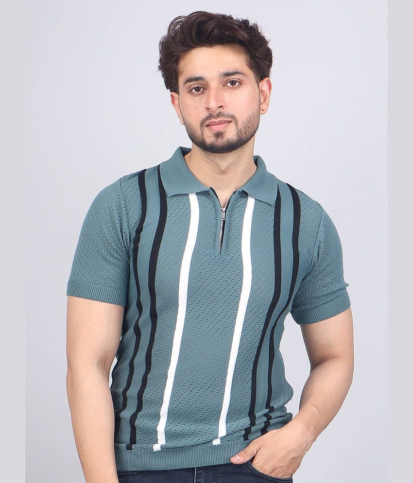 FEVERFEW Men Cotton Regular Fit Striped Polo T Shirt ( Multicolor )