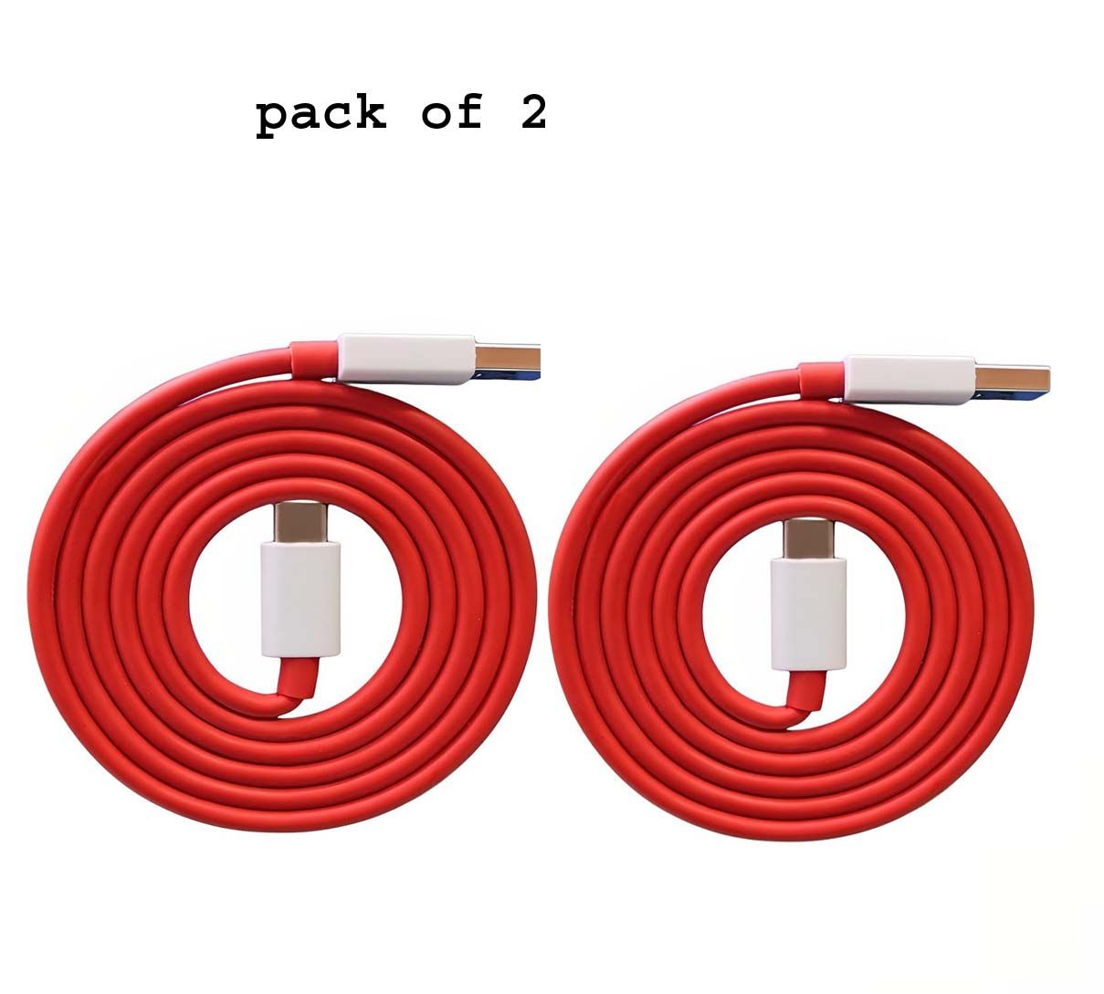 super vooc 65w Type C USB data Cable red (pack of 2 )