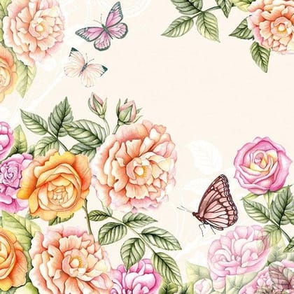 Decoupage Napkin / Tissue papers - GT1084 (Light Yellowish Background)