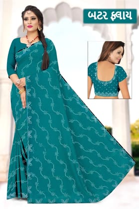 BUTER FLY NC moss Woven Design Sarees
