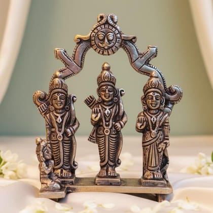 Sukh Sehaj Shree Ram Darbar | Brass Murti | Handcrafted, Antique Yellow Finish, 5.5 Inch Length, for Home Temple, Decor, Pooja Ritual and Gifting