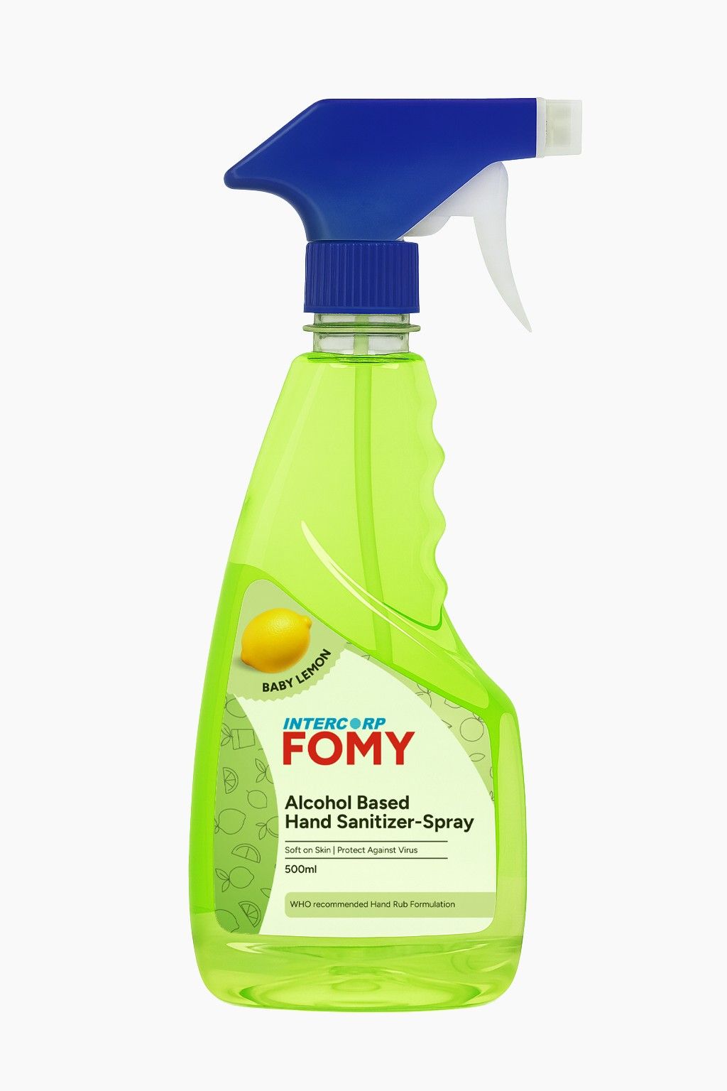 Intercorp Fomy 75% Isopropyl Alcohol-based Hand Rub Sanitizer and Disinfectant Spray - 500ml (Lemon)
