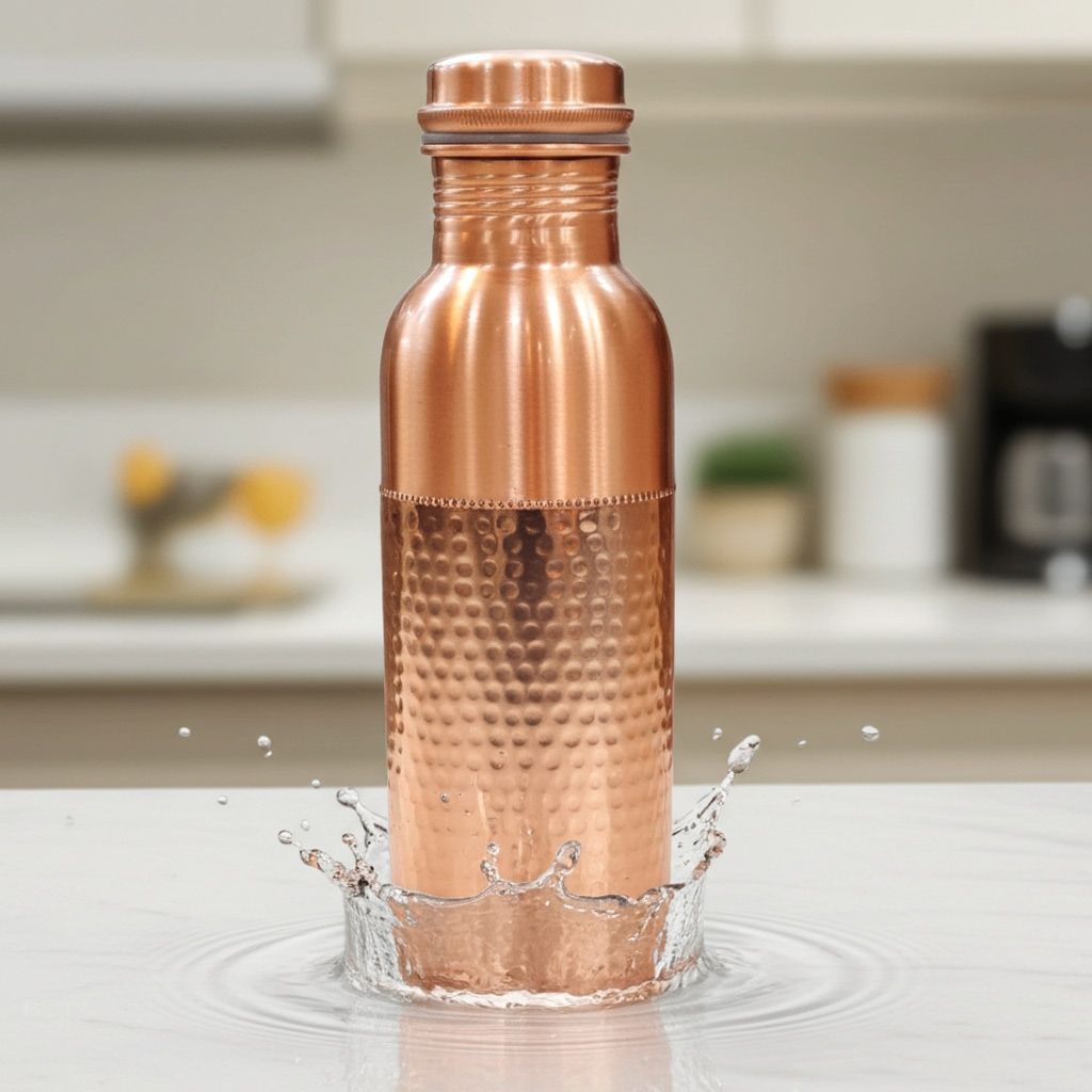 Copper Drinking Water Bottle 900 ML | Pure Copper Leakproof Bottle , Height : 11 Inch (BCMAS202 K)