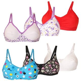 Pack Of 6 Minha Fashion Multicolor Non- Padded Bra