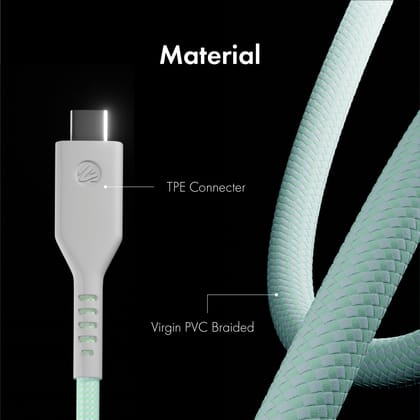 Zeebraa Type C to C Data Charging Cable - Green