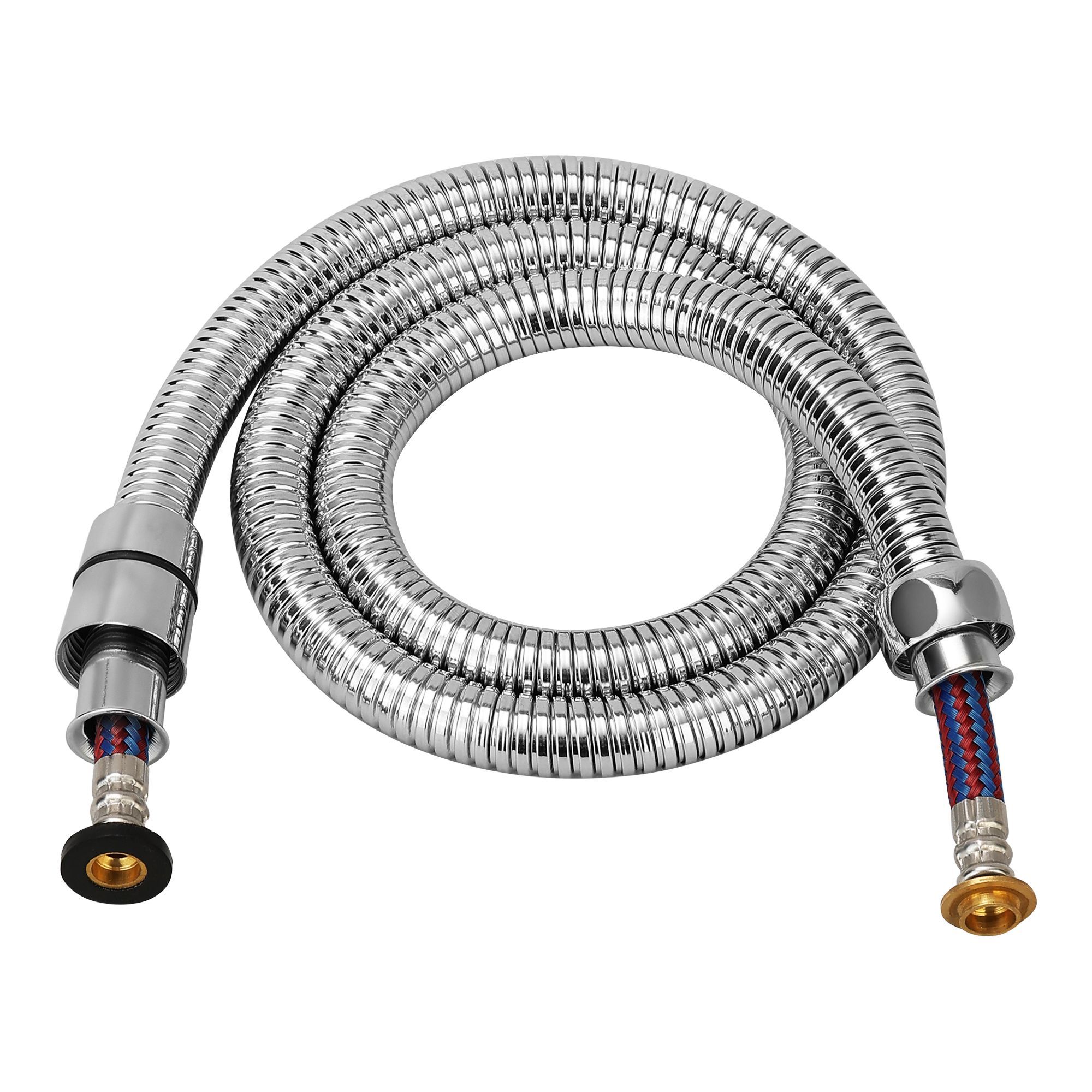 Orvos Shower hose pull out, Stainless steel outer hose, with nylon braided inner tube, 1.5 meter, for hand showers and health faucets in high end luxury bathrooms