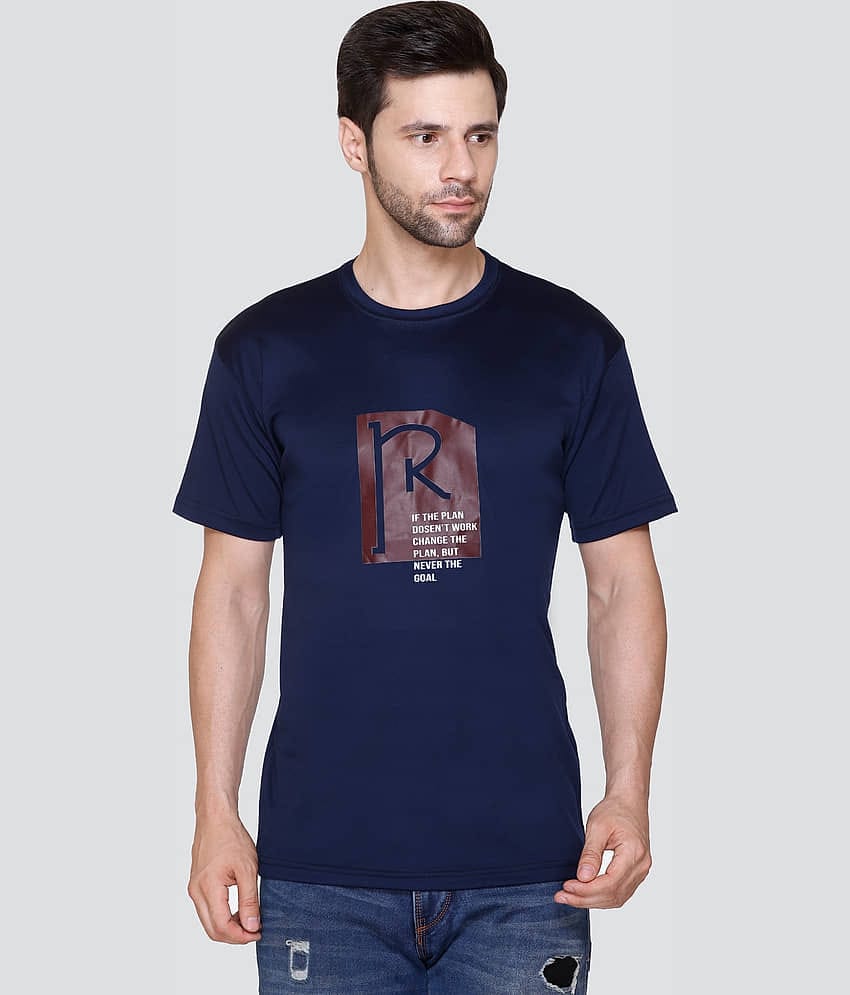 Zeffit Polyester Regular Fit Printed Half Sleeves Men's T-Shirt - Navy ( Pack of 1 )