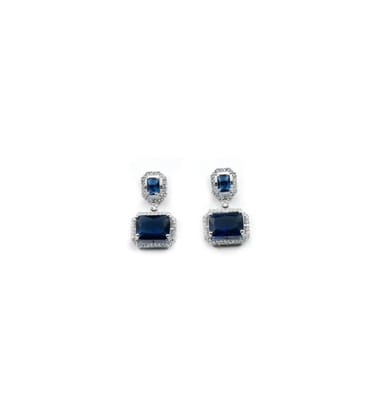 Generic Women's Brass Silver Plated Drop Earrings (Blue)-PID66237 Generic Women's Brass Silver Plated Drop Earrings (Blue)-PID66237