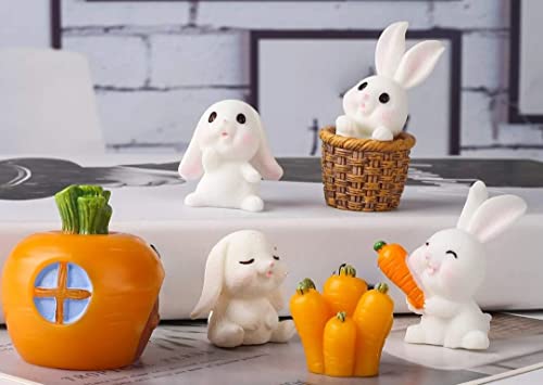 SATYAM KRAFT 1 Set (6 Pcs) Rabbit Miniature Figurines Showpiece | Gift for Him/Her, Home Decor, Table, Car