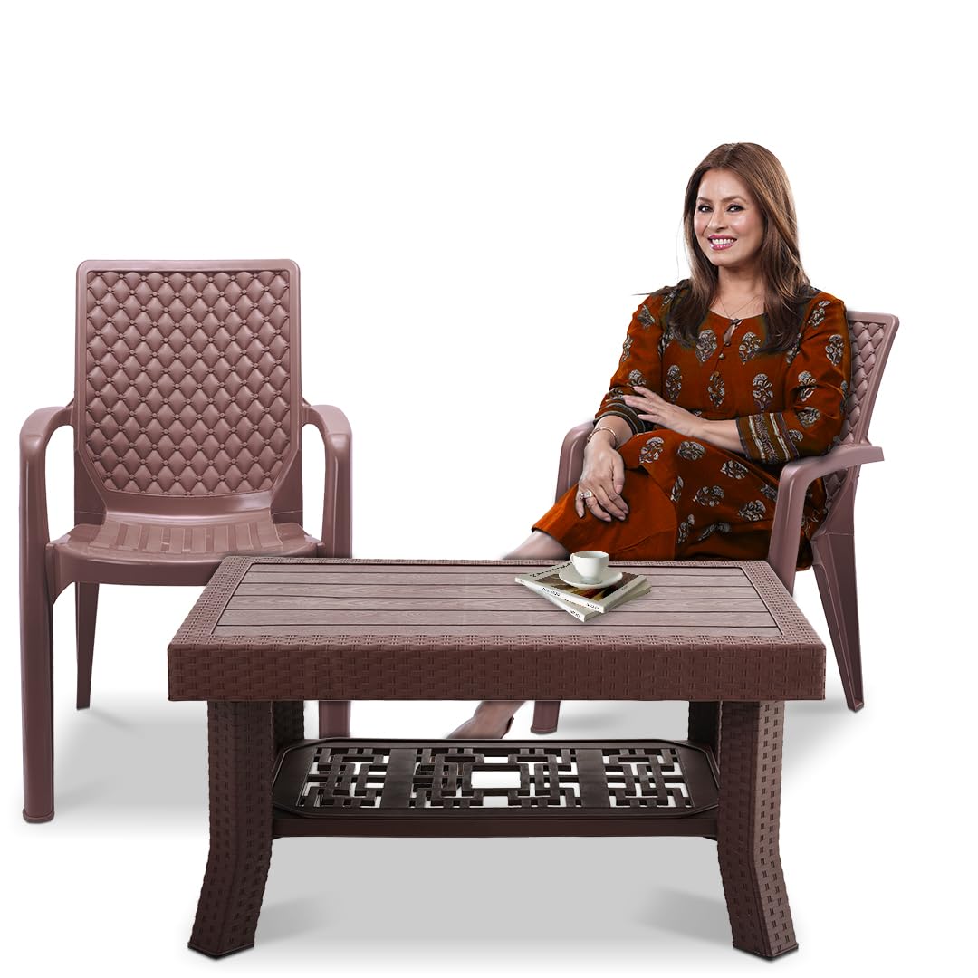MAHARAJA Premium Plastic Chair and Table Combo Set for Home, Garden, Office & Outdoor Use Durable & Weather Resistant