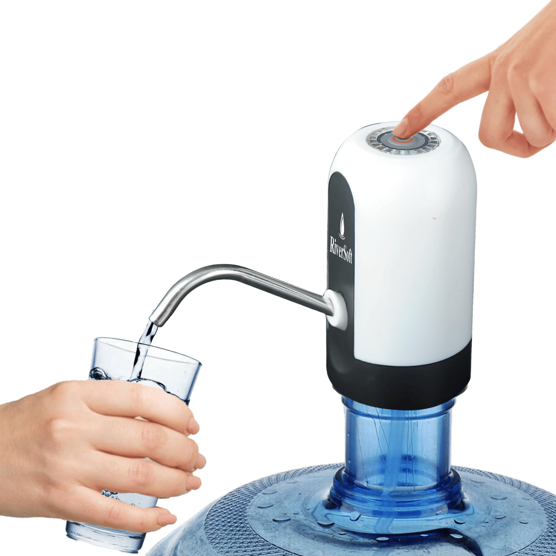 Round Water Dispencer Auto Automatic Pump Portable Electric Water Dispenser for Electric Rechargeable Wireless Water Can Dispenser Pump for 5 to 20 Litre Bottle Can