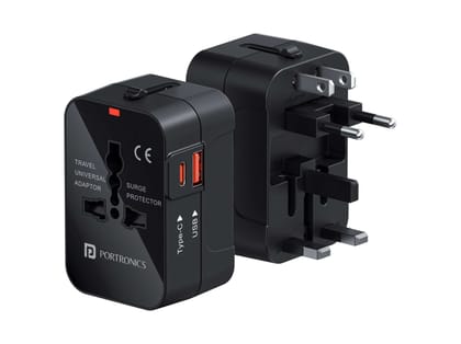 Portronics Juicemate 3 Universal Travel Adapter with 6A AC Socket Output,Universal AC Socket, All in One International Travel Fast Charging Adapter