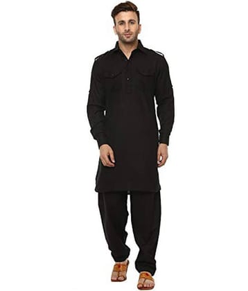 Sys Black Cotton Pathani Suit Pack of 1