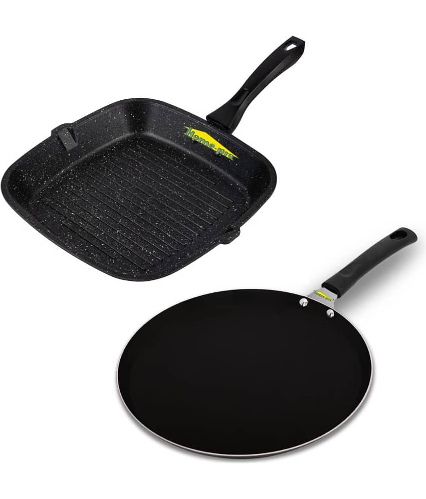 HomePro Non-Stick Set,Grill Pan 26 cm, Black Dosa Tawa 28 cm (Pack of 2)