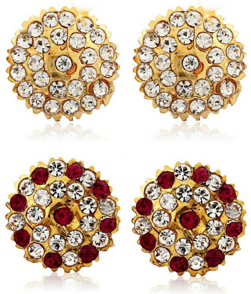 Vighnaharta Traditional South Culture Alloy Gold Plated Stud Earring Combo set ( Pack of- 2 Pair Earrings)