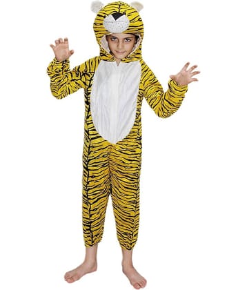 Kaku Fancy Dresses Tiger Wild Animal Costume For Kids - Yellow, 5 - 6 Years | Animal Fancy Dress For Boys & Girls
