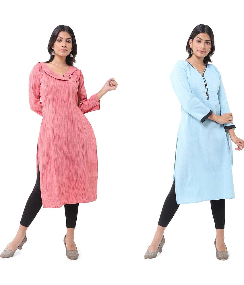 DESHBANDHU DBK - Multicolor Cotton Women's Straight Kurti ( Pack of 2 )