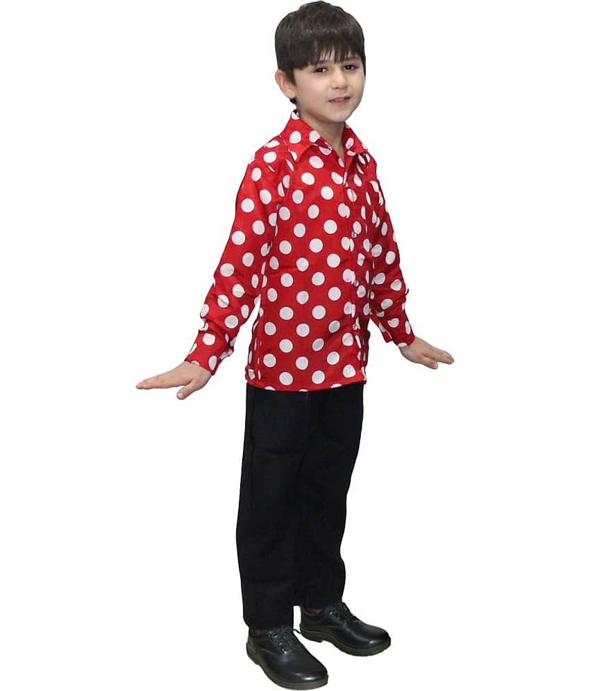 Kaku Fancy Dresses Polka Dot Shirt Western Costume for Boys, 3-4 Years (Red & White)
