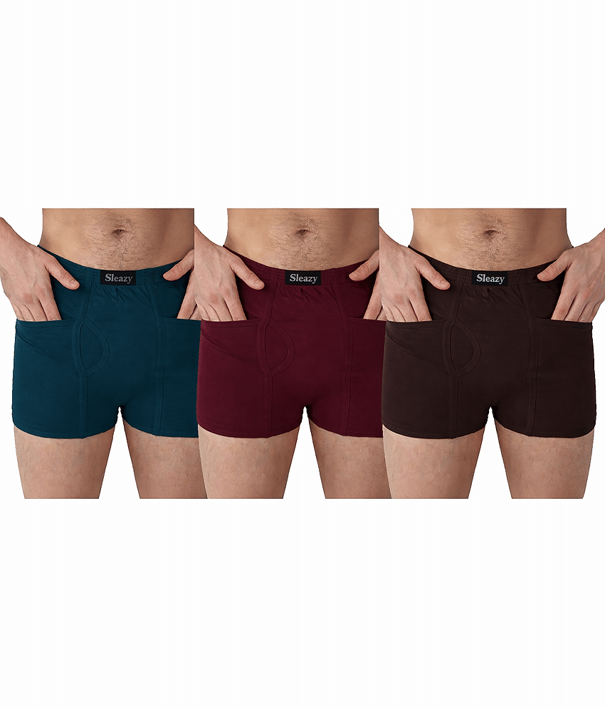 Sleazy Pack of 3 Cotton Boxers For Men's ( Multi )
