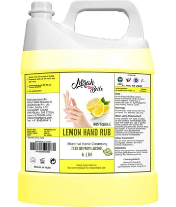 Mirah Belle Lemon Hand Rub Sanitizer Liquid Can- Sulfate Free Hand Sanitizer 5000 mL Pack of 1