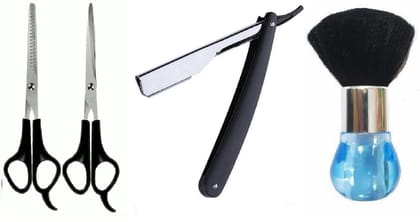 Elecsera Stainless Steel Hair Cutting & Thinning Scissor For Men, Women, Salon Scissors (4 Items in the set)