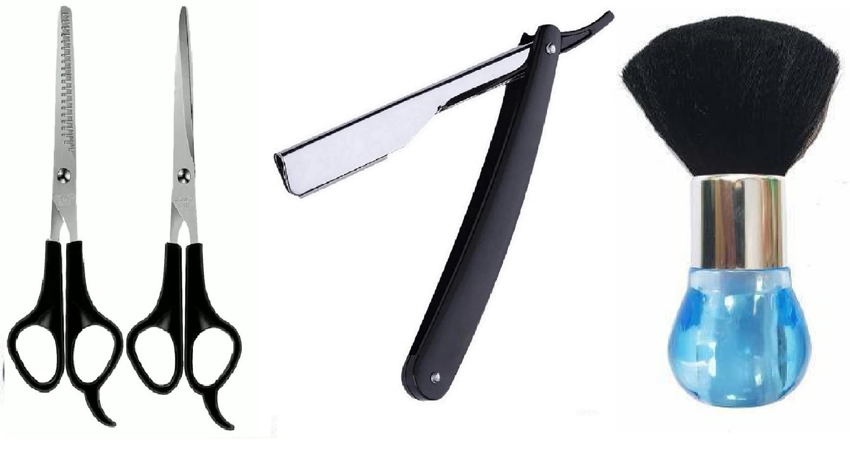 Elecsera Stainless Steel Hair Cutting & Thinning Scissor For Men, Women, Salon Scissors (4 Items in the set)