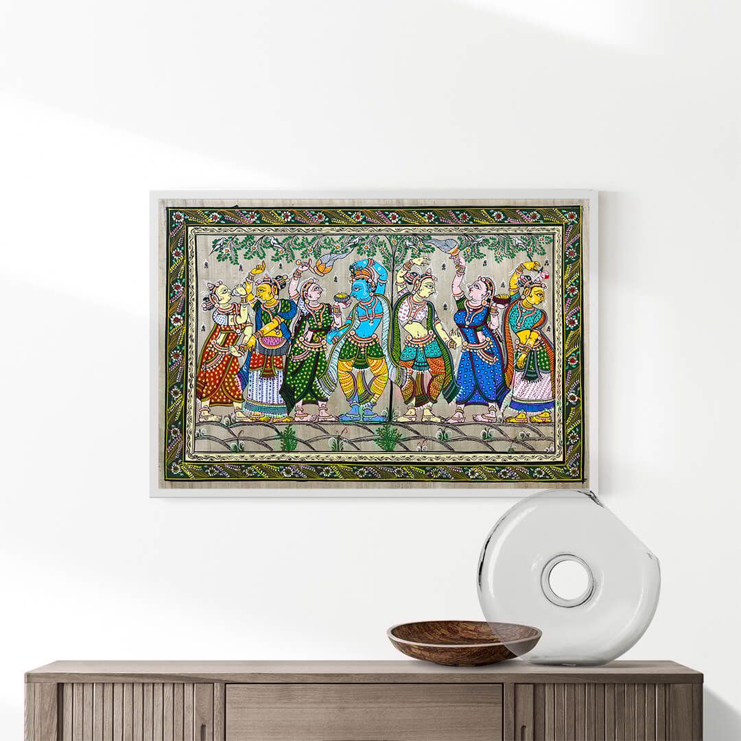 Krishna Rasleela Patta Tussar Painting