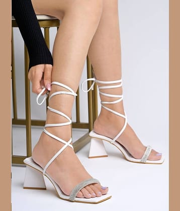 Shoetopia - White Women's Sandal Heels