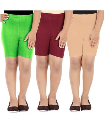 LULA Pack of 3 Girls Cotton Blend Cycling Shorts ( Multicolor )