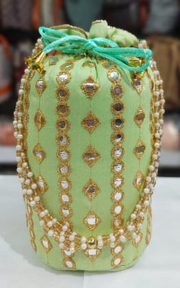 Embroidered Potli Bag with Pearl Handle for Women Embroidered Potli Bag with Pearl Handle for Women