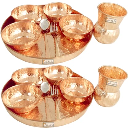 Handcrafted Pure Copper Thali Set for 2