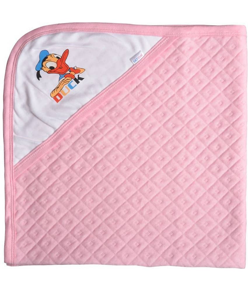 CATCUB Pink Polyester Towel cum blanket ( 72 cm × 72 cm 1 pcs )