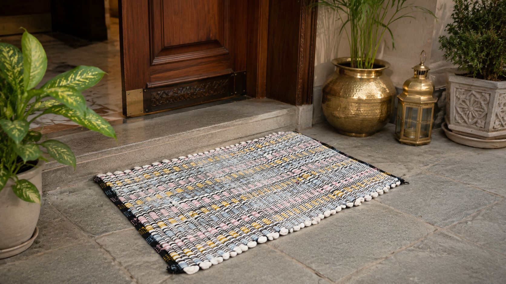 Handcrafted Door Mat | Durable Non-Slip Entrance Floor Mat | Indoor & Outdoor Use (Paypusani)
