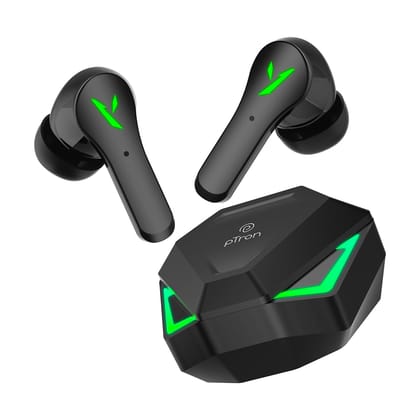 pTron Bassbuds Rogue W/ 40Ms Low-Latency Gaming,Clear Calls,50Hrs Playtime,Pristine Sound,V5.3 Bluetooth in Ear Headphones,Snug-Fit,RGB Lights,Touch Control,Voice Assist,IPX5 Water Resistant(Black) pTron Bassbuds Rogue W/ 40Ms Low-Latency Gaming,Clear Ca