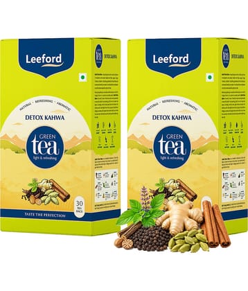 Leeford Kahwa Green Tea Bags for Headache, Cold, Fever & Cough Relief | No Bitter Taste 30 Bags Pack of 2
