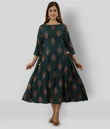 Lee Moda - Green Rayon Women's Flared Kurti ( Pack of 1 )