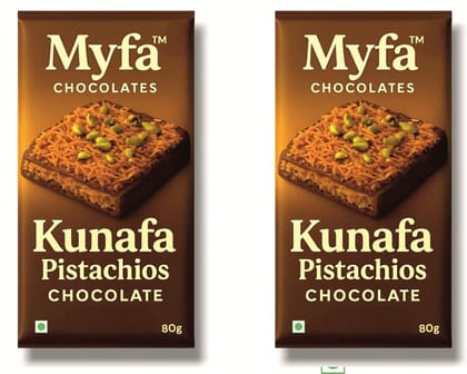 Myfa Chocolates Kunafa Chocolate Bar | Viral Premium Dubai Kunafa Chocolate Bar With Pistachio Filling (Pack of 2 | 80 g each) Myfa Chocolates Kunafa Chocolate Bar | Viral Premium Dubai Kunafa Chocolate Bar With Pistachio Filling (Pack of 2 | 80 g each)