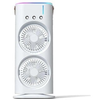 USB Rechargeable Dual Mist Spray Cooler Fan  Portable Mini Desktop Air Cooler for Home, Office & Travel