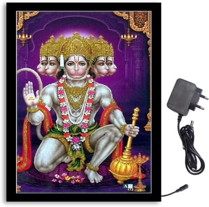 NOKKES Panchmukhi Hanuman Ji Light Photo Frame 8X10 inch Led Light photo Frame With Light Adaptor Led Light Photo Frame Black Color Photo Frame_AQW249 NOKKES Panchmukhi Hanuman Ji Light Photo Frame 8X10 inch Led Light photo Frame With Light Adaptor Led Light Photo Frame Black Color Photo Frame_AQW249
