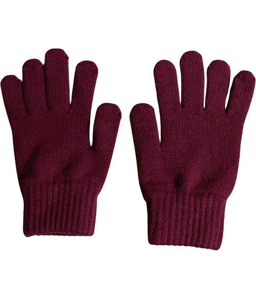 HeteShe Maroon Woollen Men's Woollen Gloves ( Pack of 1 )