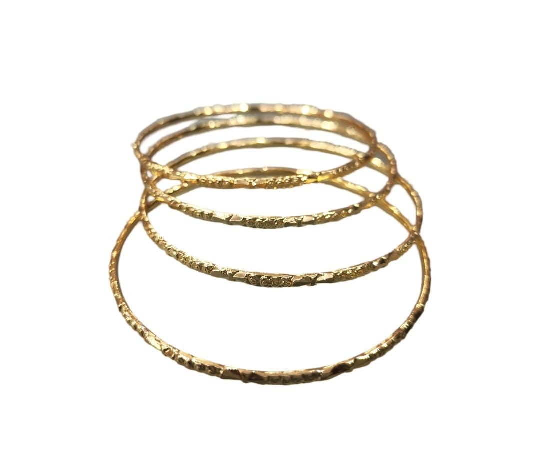 Gold Bangles Set of 4 | Gold Filled | Textured Finish | Hypoallergenic | Perfect for Any Occasion