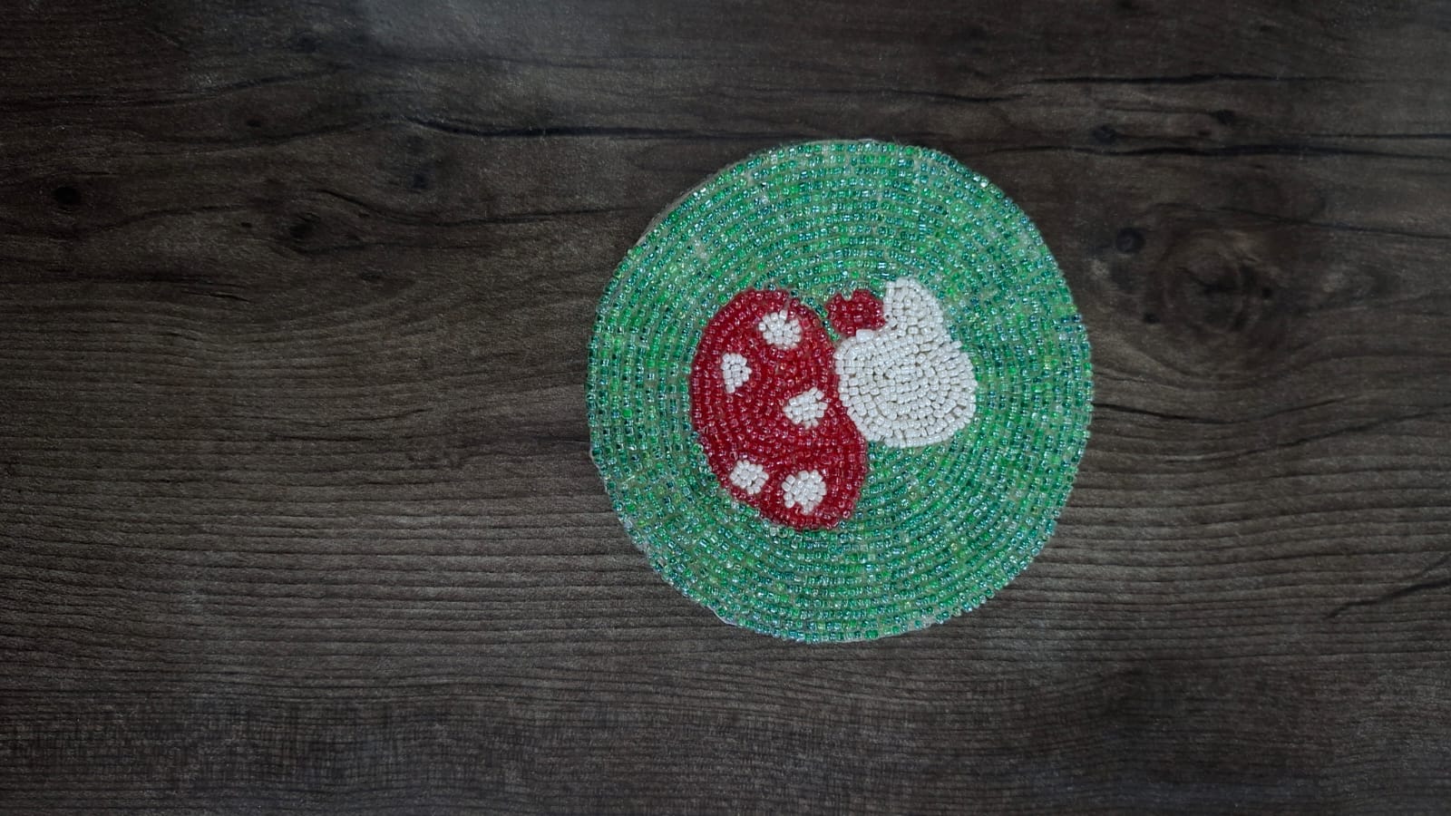 Zarkala Handmade Beaded Mushroom Coaster Set of 6, 4 x 4 Inches