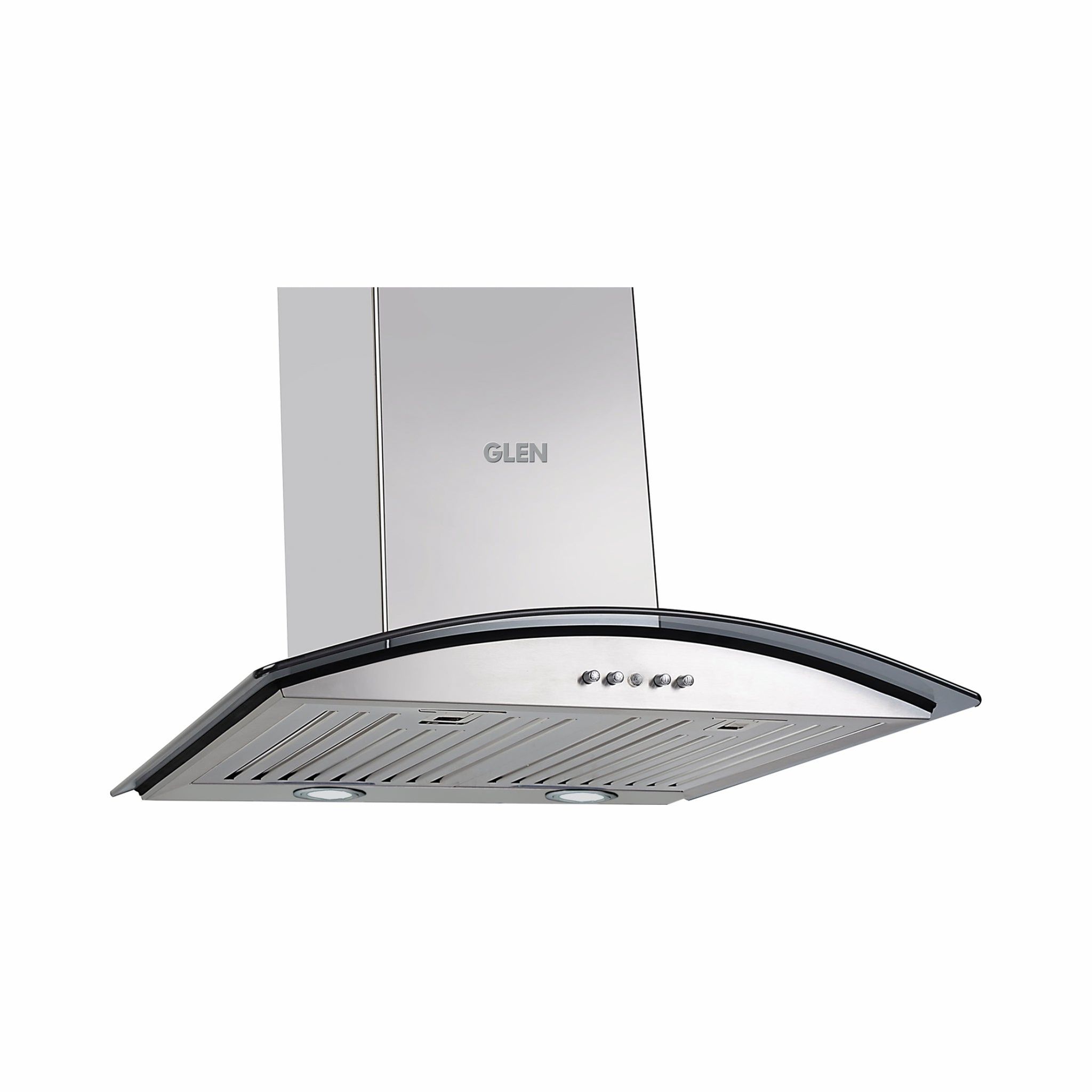 Kitchen Chimney Curved Glass, Push Buttons Baffle filter 60cm 1000 m3/h -Silver (6023 SX)