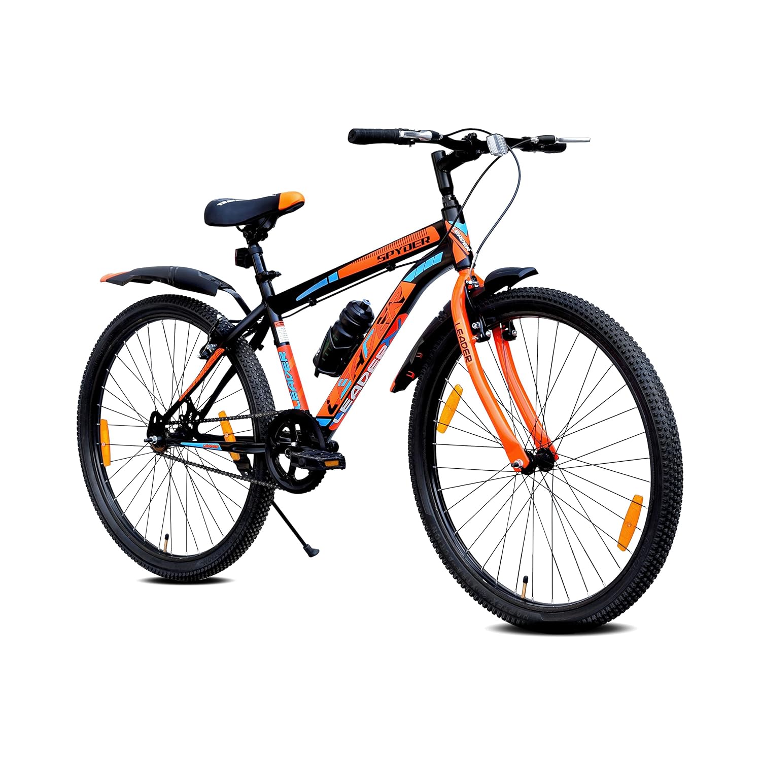 Leader Spyder 27.5T MTB Cycle/Bike Single Speed With Complete Accessories 27.5 T Mountain Cycle (Single Speed, Black, Orange)