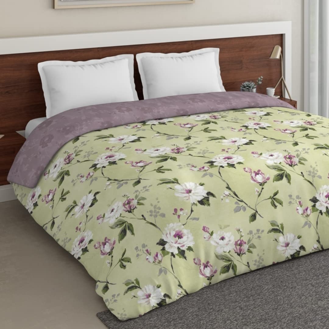 DDECOR - Primary Collection 100% Cotton Floral Pattern 136TC King Quilt |229 CM X 274 CM| - Yellow