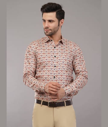 Tu-Good Cotton Blend Regular Fit Printed Full Sleeves Men's Casual Shirt - Cream ( Pack of 1 )