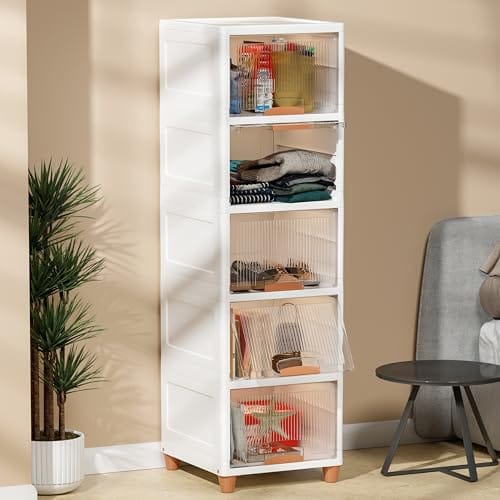JD FRESH 5 Tier Foldable Plastic Rack for Storage/Kitchen Cupboard/Versatile and Sturdy Wardrobe for